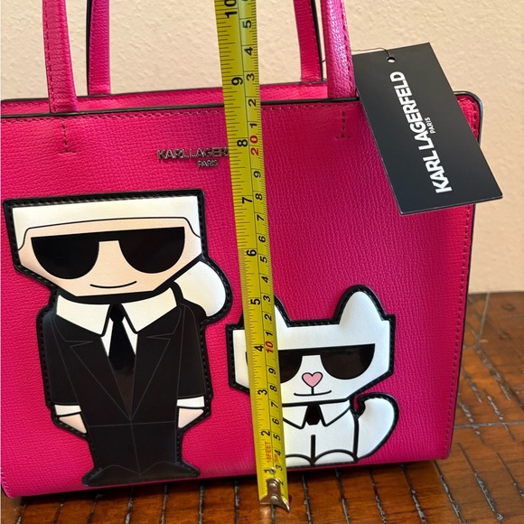 Karl Lagerfeld Paris Maybelle Fuchsia Satchel with Cartoon Motif - Picture 13 of 14